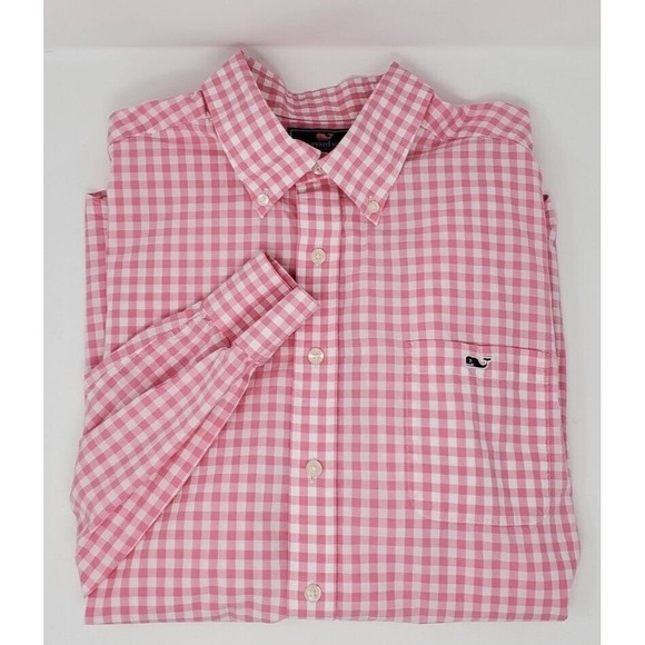 VINEYARD VINES SLIM FIT TUCKER SHIRT BUTTON DOWN PINK GINGHAM MEN XL - Picture 1 of 12